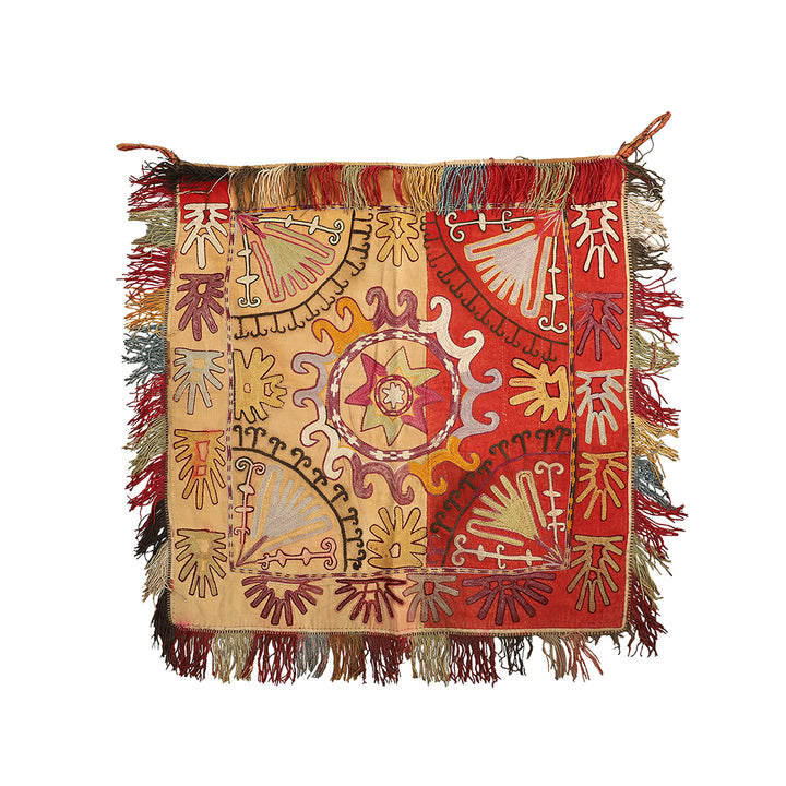 2'x2' Antique Uzbek Laqai Suzani Textile | Decorative Textile