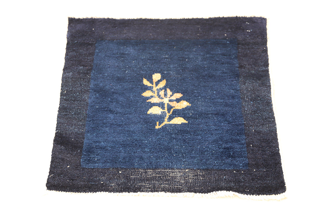 2'x2' Small Navy-Blue Rug | Square | Antique Peking Rug