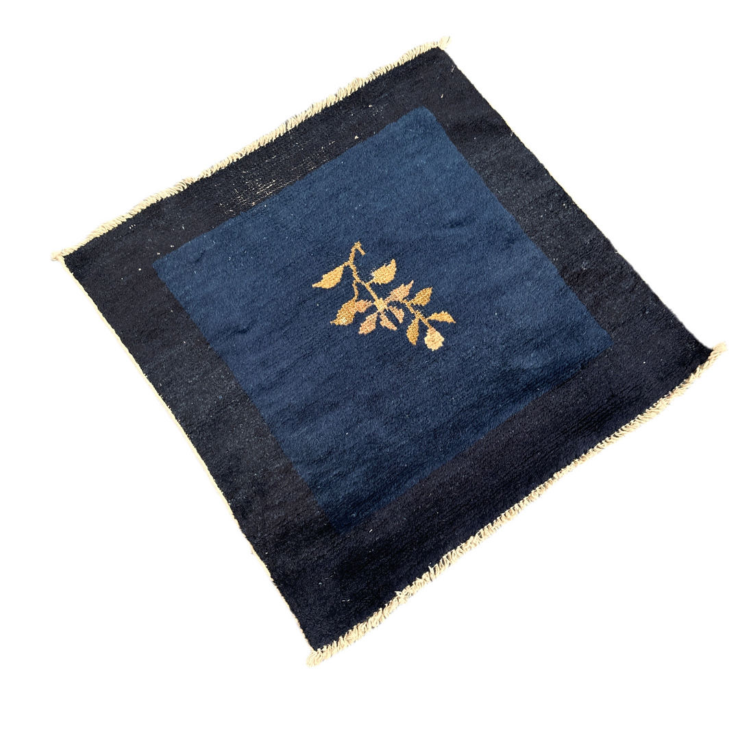 2'x2' Small Navy-Blue Rug | Square | Antique Peking Rug