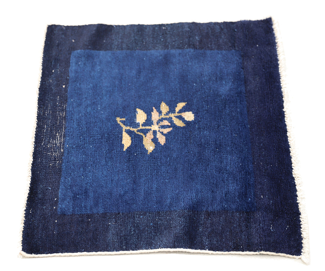 2'x2' Small Navy-Blue Rug | Square | Antique Peking Rug
