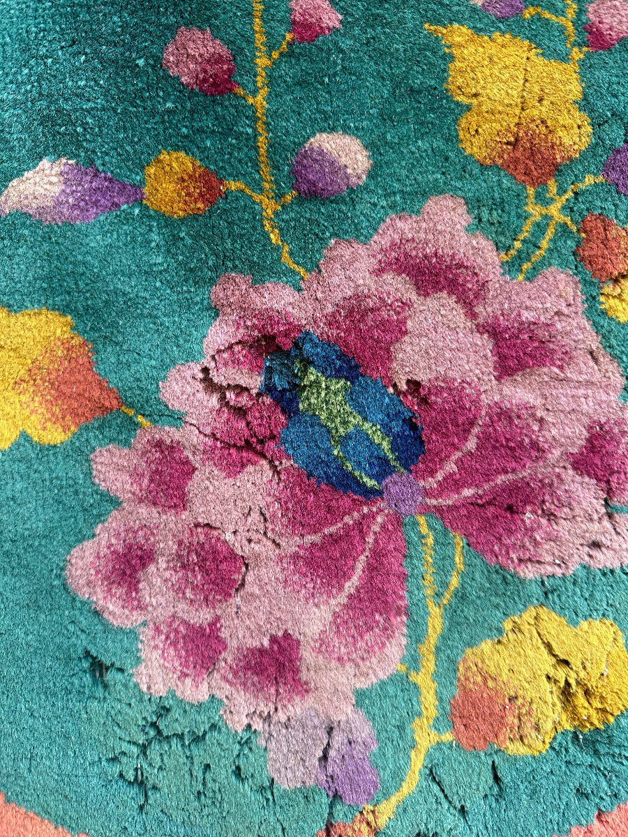 Colorful floral pattern on a textured surface