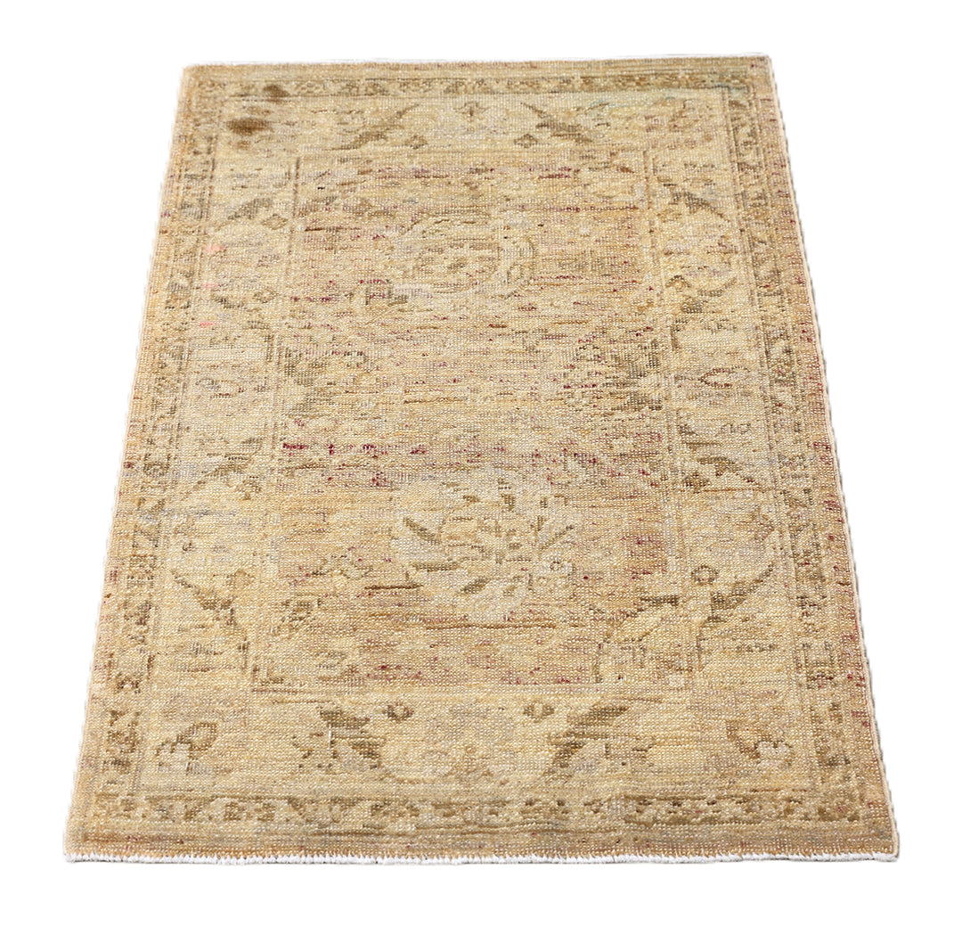 2' x 3' Fine Luxury Faded Blue Ariana Traditional Tabriz hand-knotted area rug with a vintage washed-out design.
