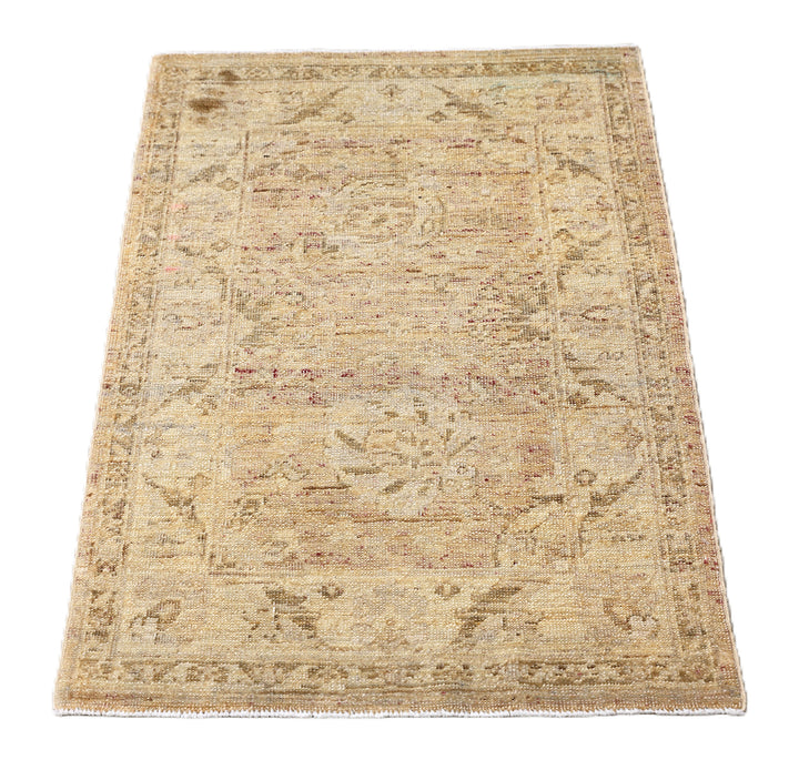 2' x 3' Fine Luxury Faded Blue Ariana Traditional Tabriz hand-knotted area rug with a vintage washed-out design.