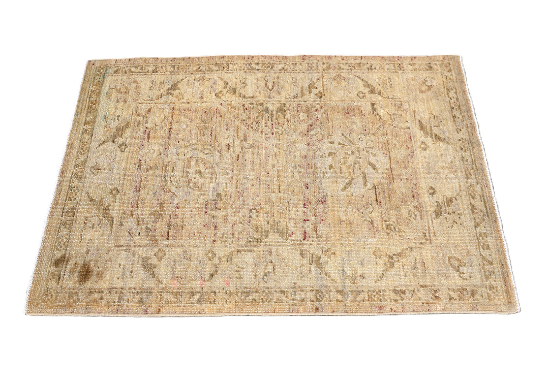 2' x 3' Fine Luxury Faded Blue Ariana Traditional Tabriz hand-knotted area rug with a vintage washed-out design.