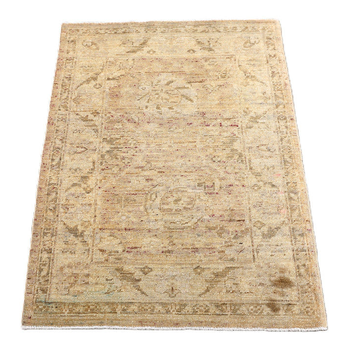 2' x 3' Fine Luxury Faded Blue Ariana Traditional Tabriz hand-knotted area rug with a vintage washed-out design.