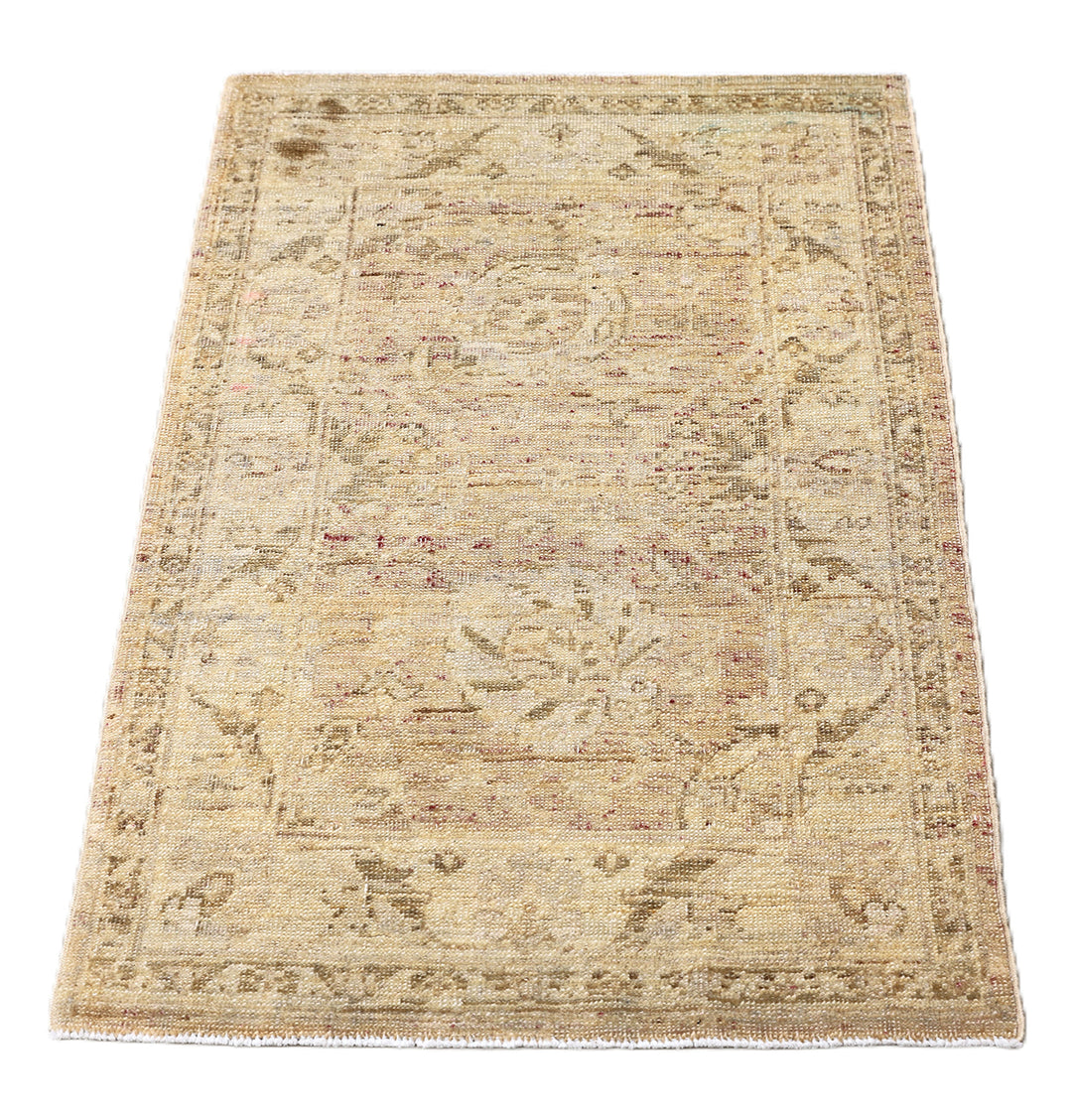 2' x 3' Fine Luxury Faded Blue Ariana Traditional Tabriz hand-knotted area rug with a vintage washed-out design.