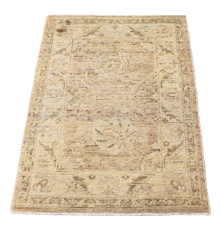 2' x 3' Fine Luxury Faded Blue Ariana Traditional Tabriz hand-knotted area rug with a vintage washed-out design.