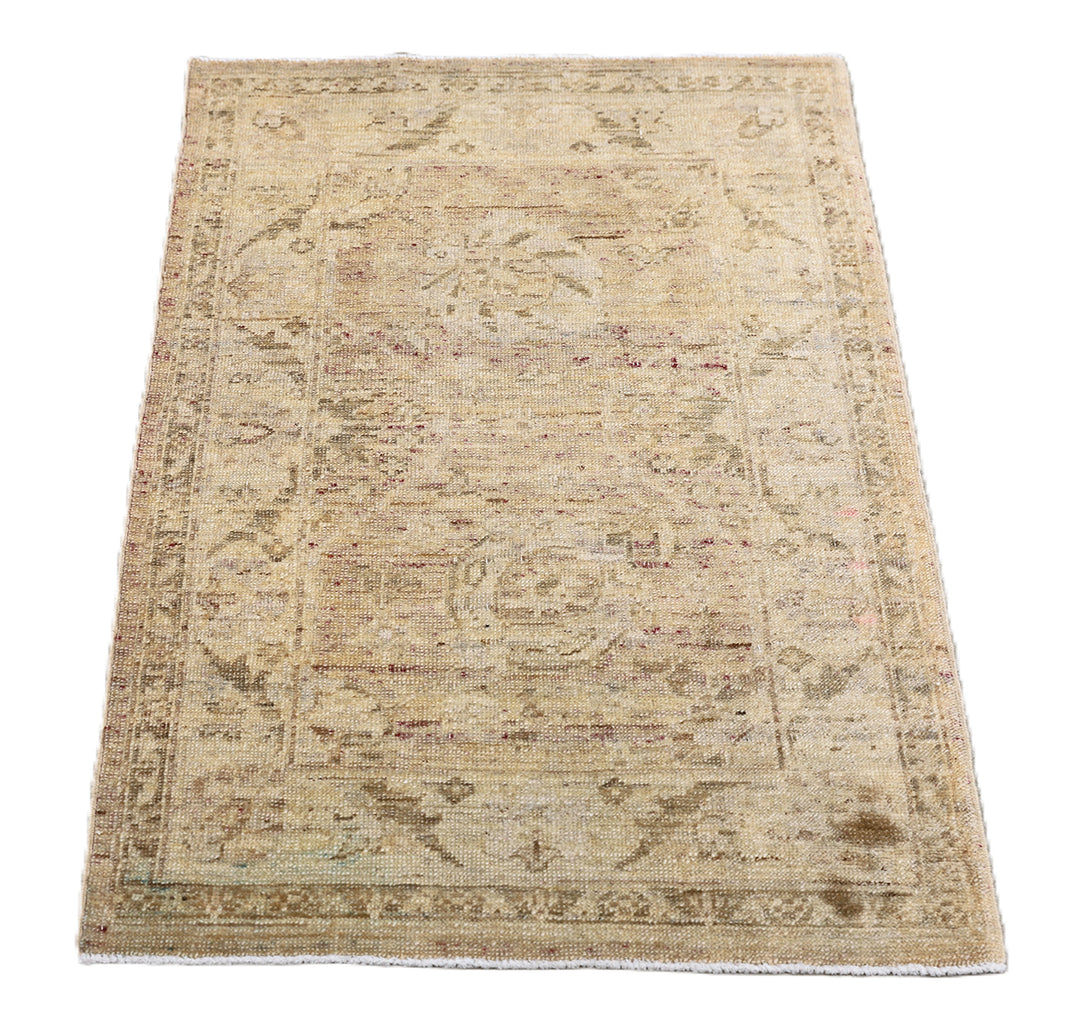 2' x 3' Fine Luxury Faded Blue Ariana Traditional Tabriz hand-knotted area rug with a vintage washed-out design.