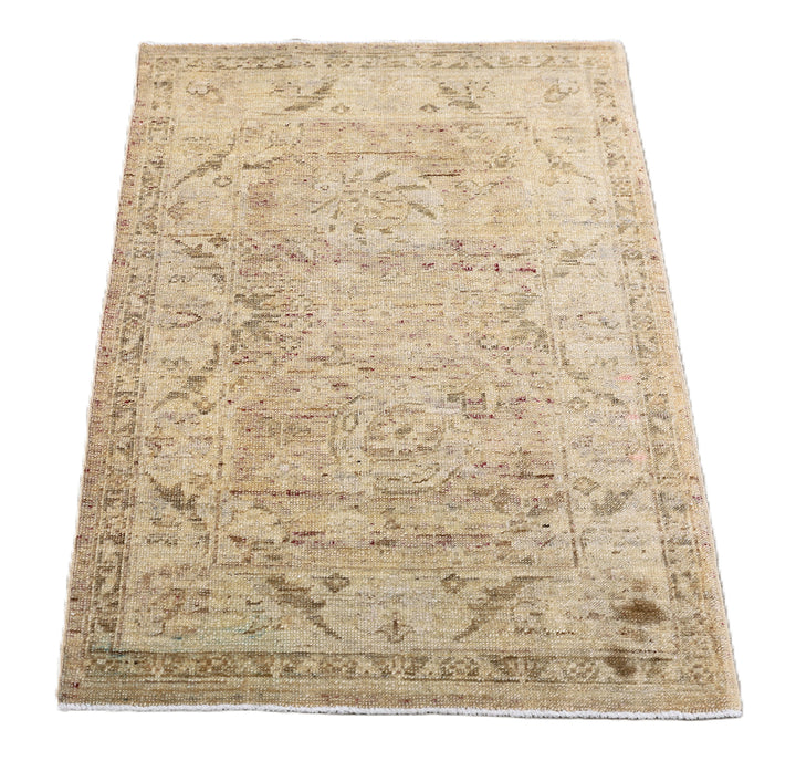 2' x 3' Fine Luxury Faded Blue Ariana Traditional Tabriz hand-knotted area rug with a vintage washed-out design.