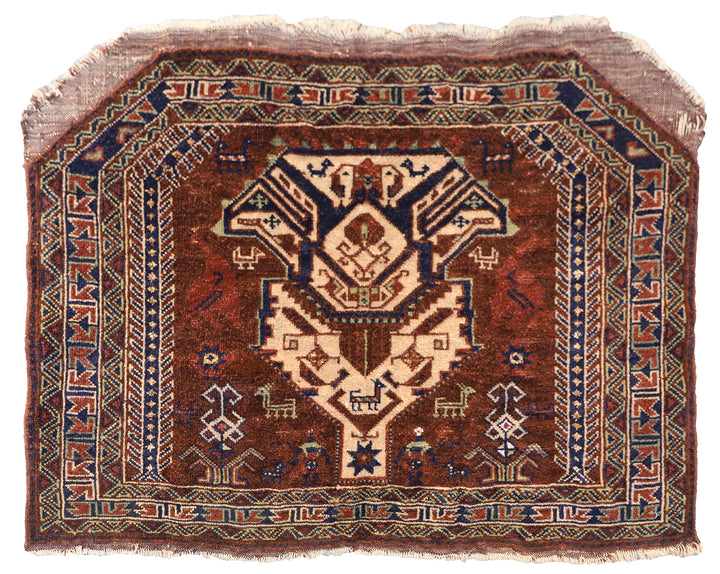 Hand Knotted Rug | Brown Tribal Wool Horse Saddle Cover