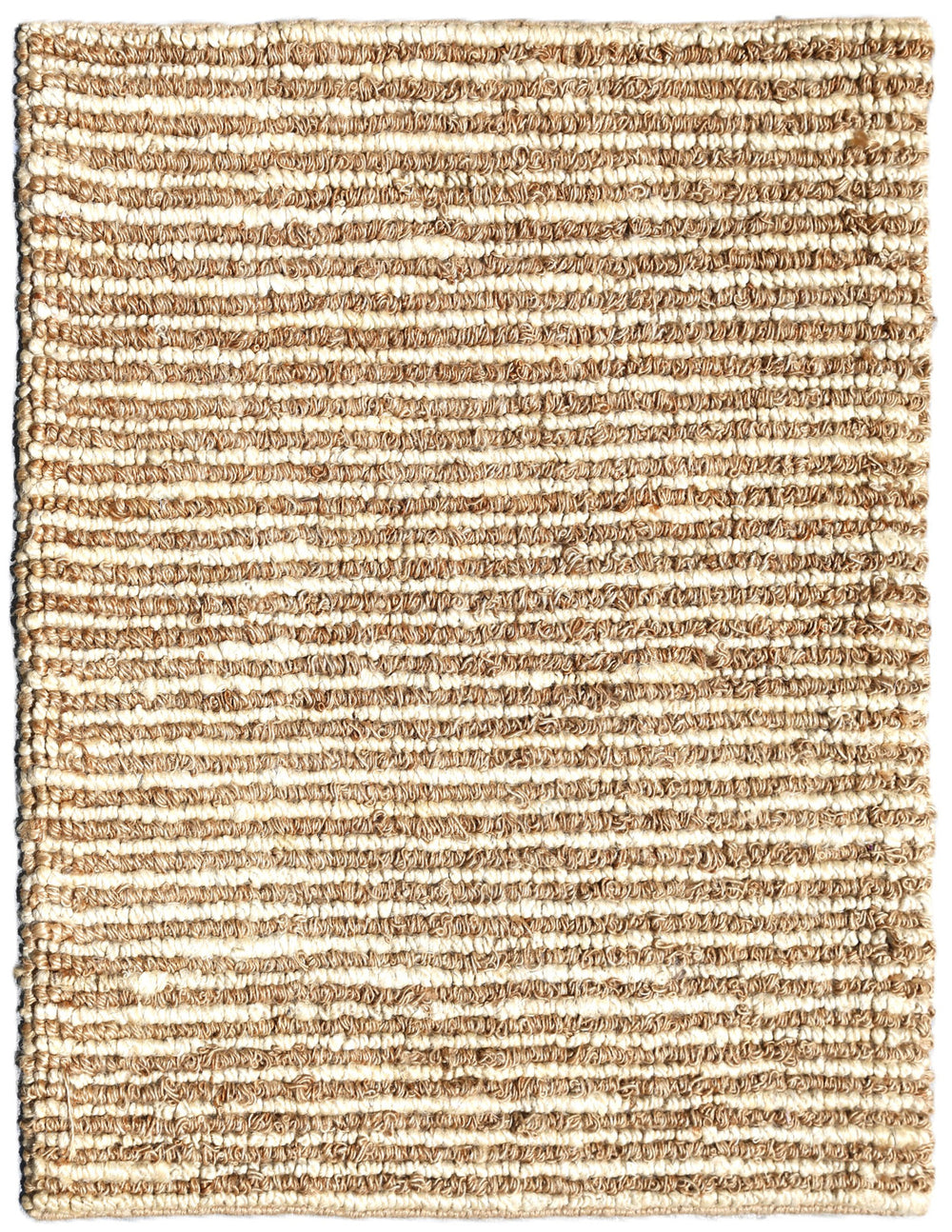 Textured beige rug with a subtle pattern on a white background