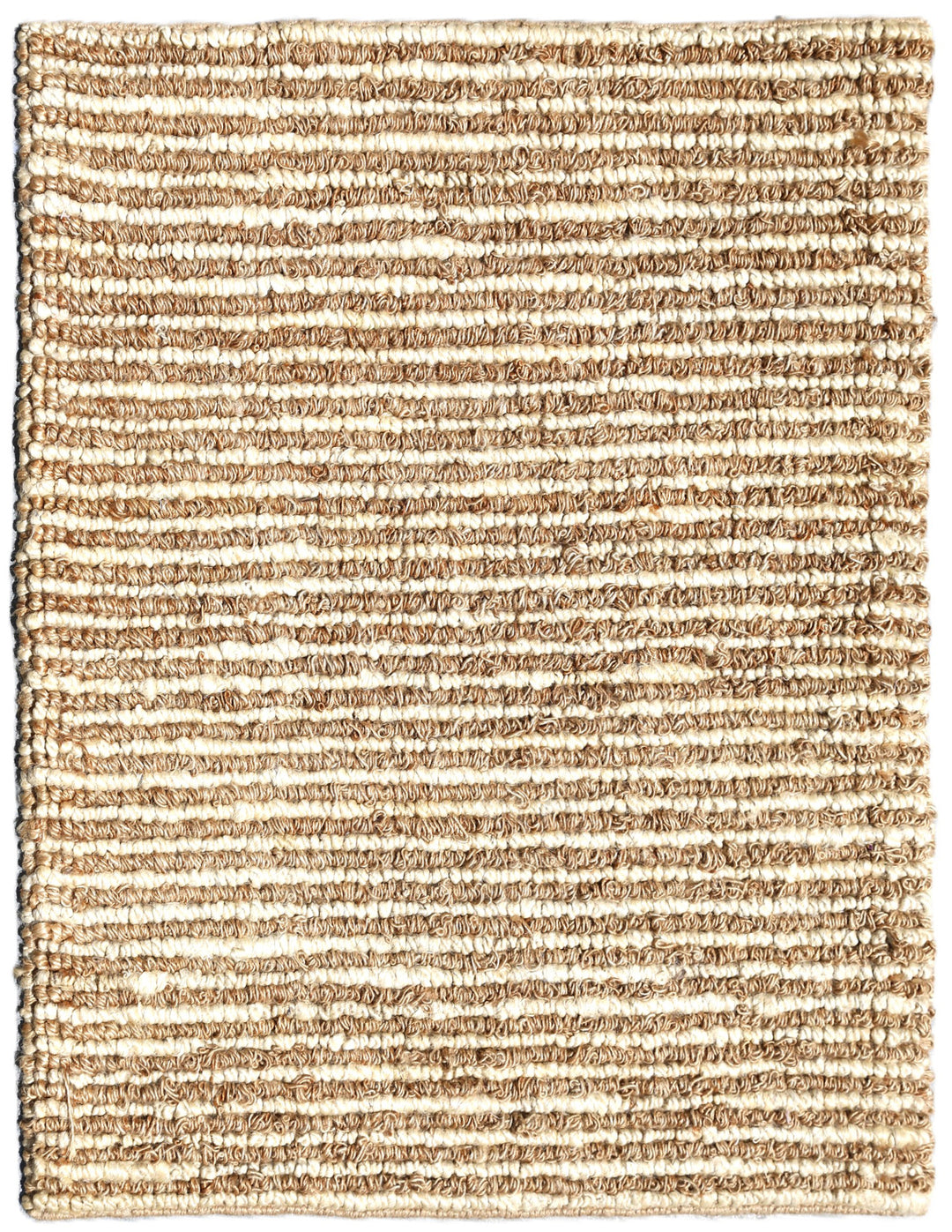 Textured beige rug with a subtle pattern on a white background