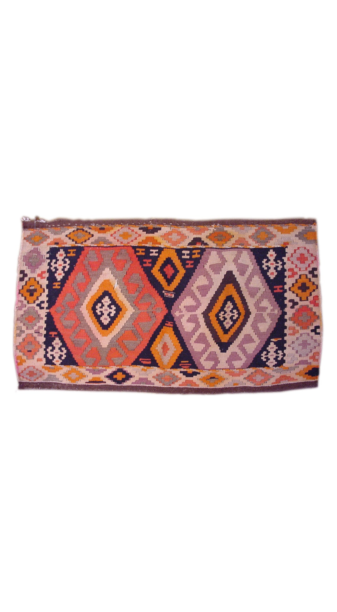 Colorful patterned pouch with a zipper on a white background