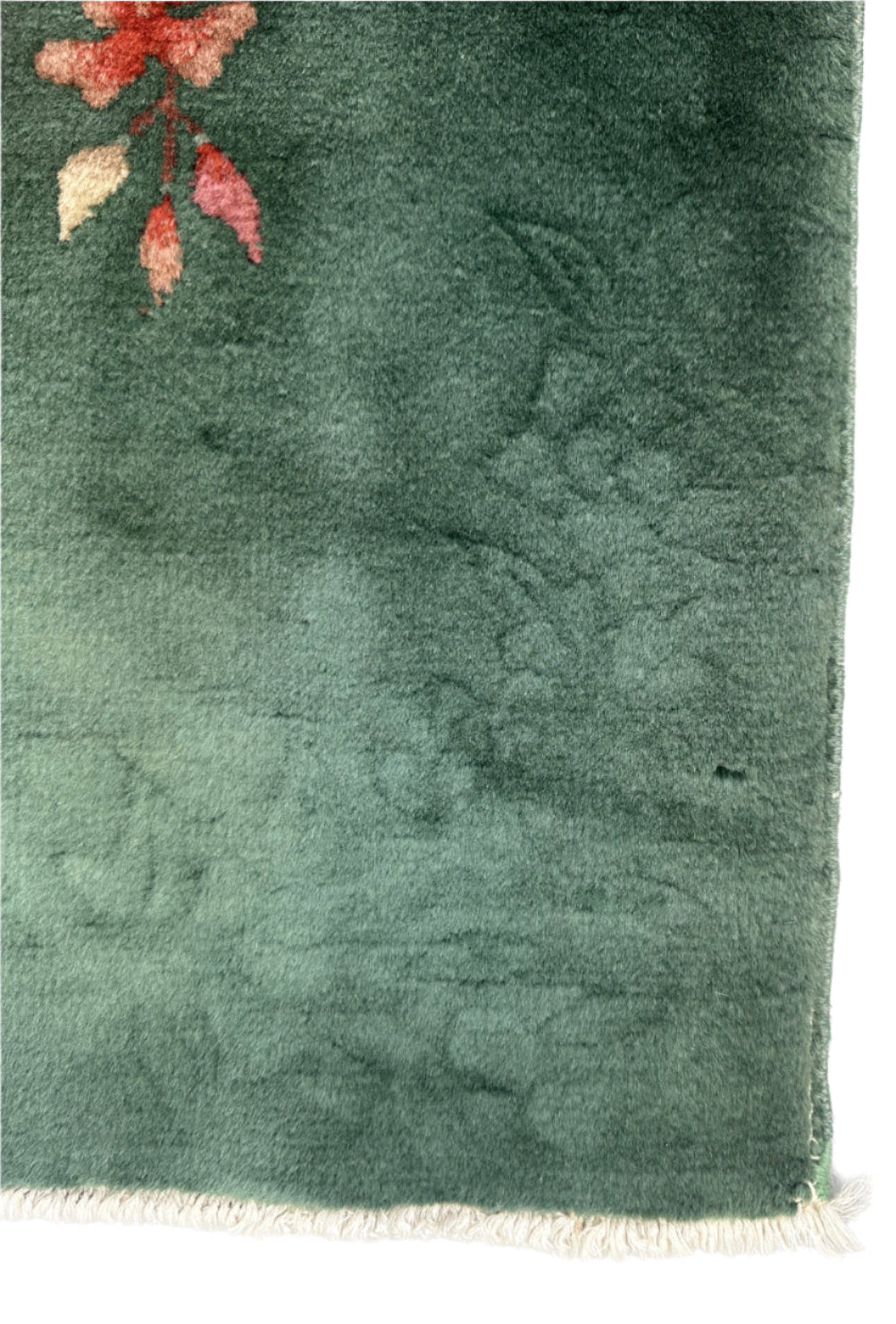 2'x4' Green Floral Vintage Chinese Art Deco Wool Rug