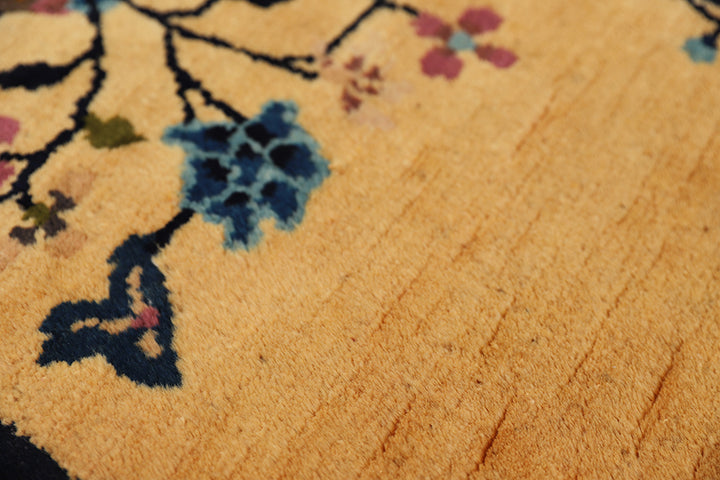 2'x4' Vintage Art Deco Rug | Small Beige & Mauve Floral 