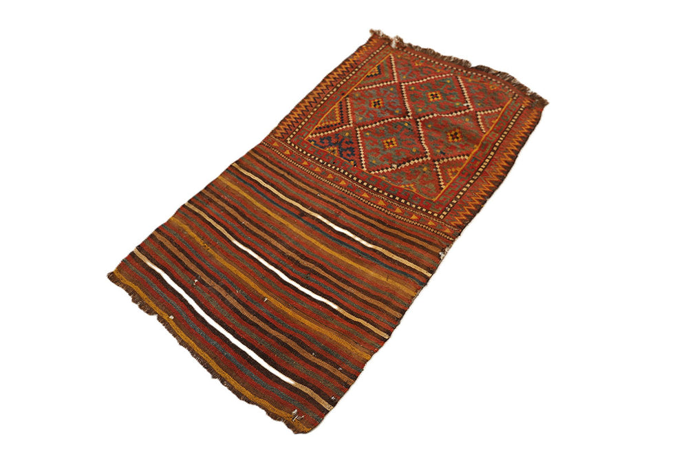 Brown woven fabric with geometric patterns on a white background