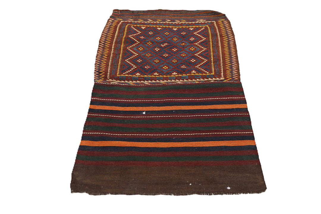 Woven textile with geometric pattern on a white background