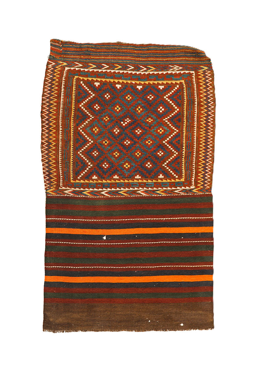 Woven textile with geometric pattern on a white background