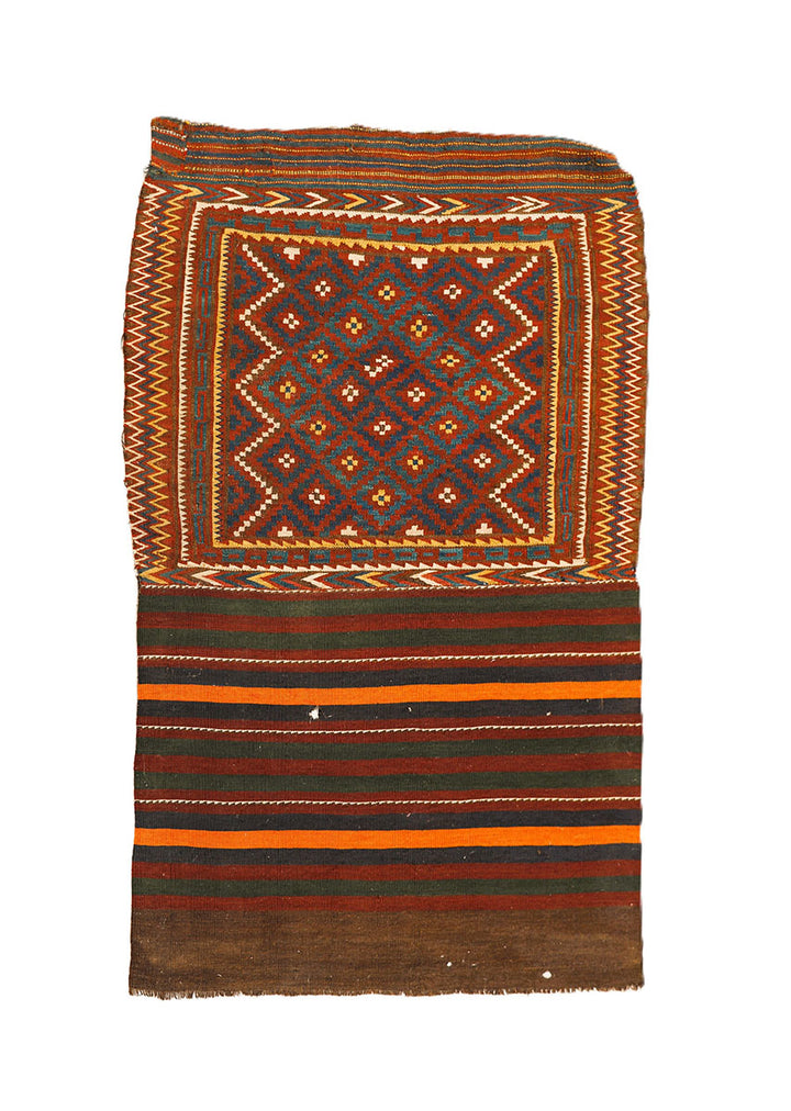 Woven textile with geometric pattern on a white background