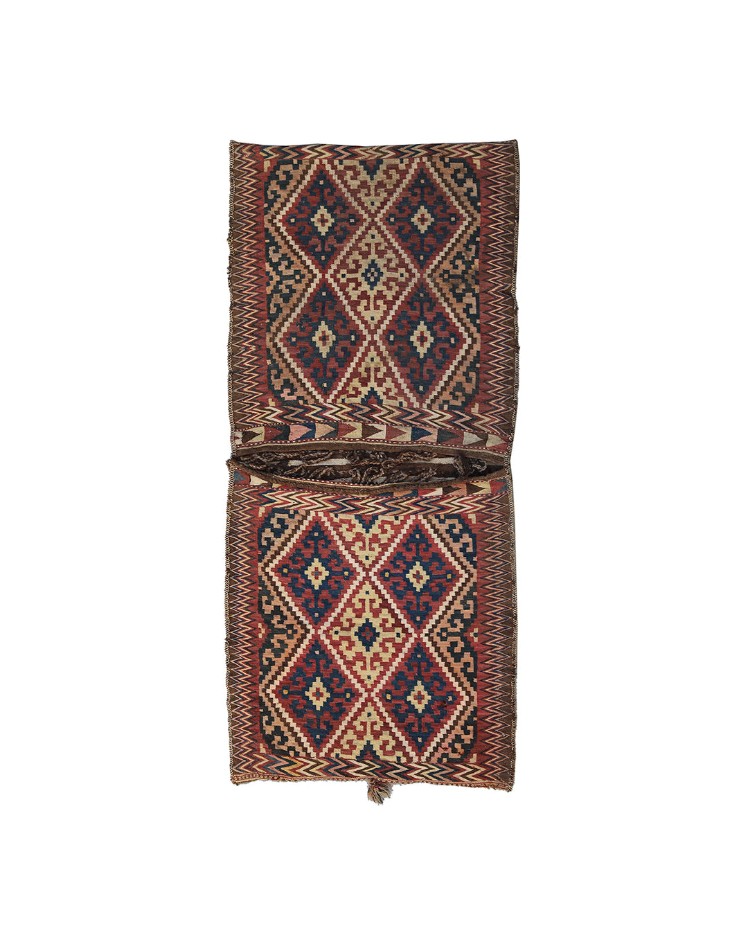2'x5' Vintage Uzbek Tartari Kilim Khorjin Saddlebag