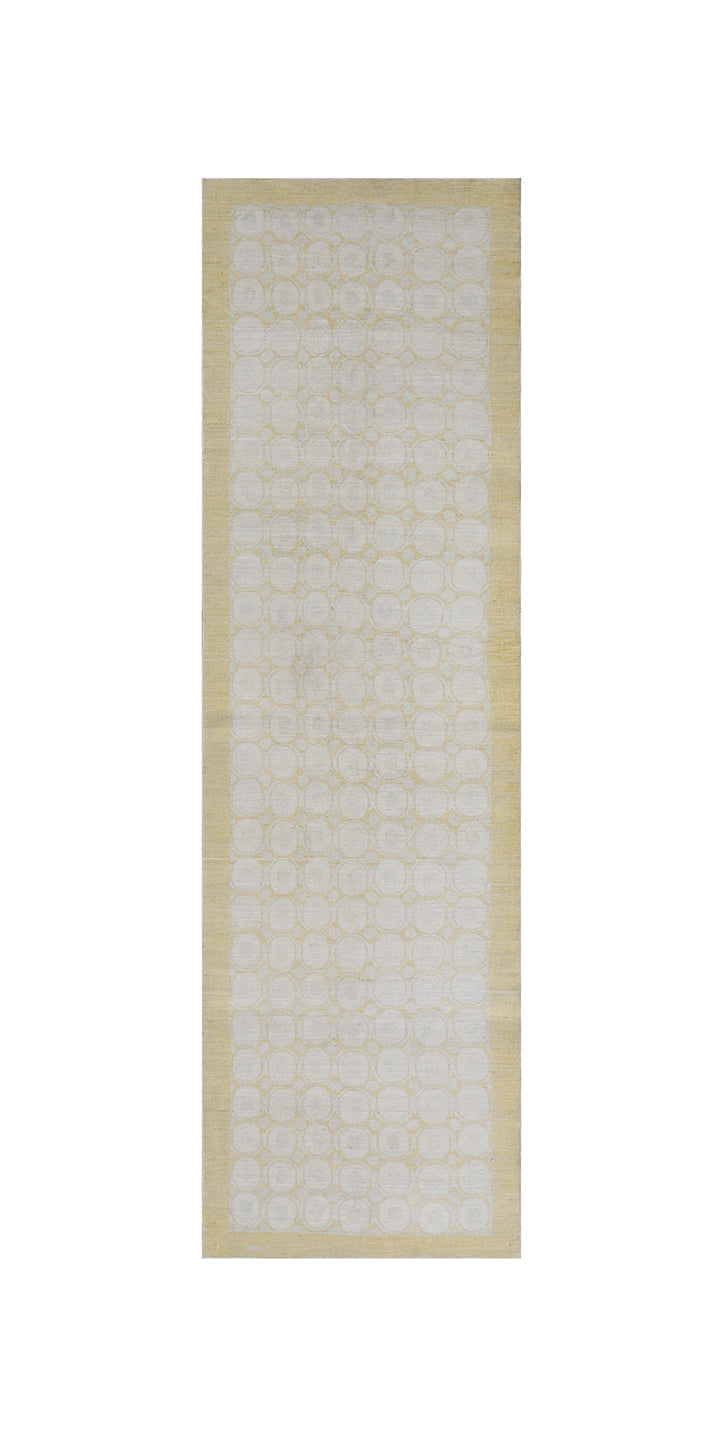 3' x 10' Contemporary Hand-Knotted Runner Rug | Ariana Collection | Yellow & Ivory