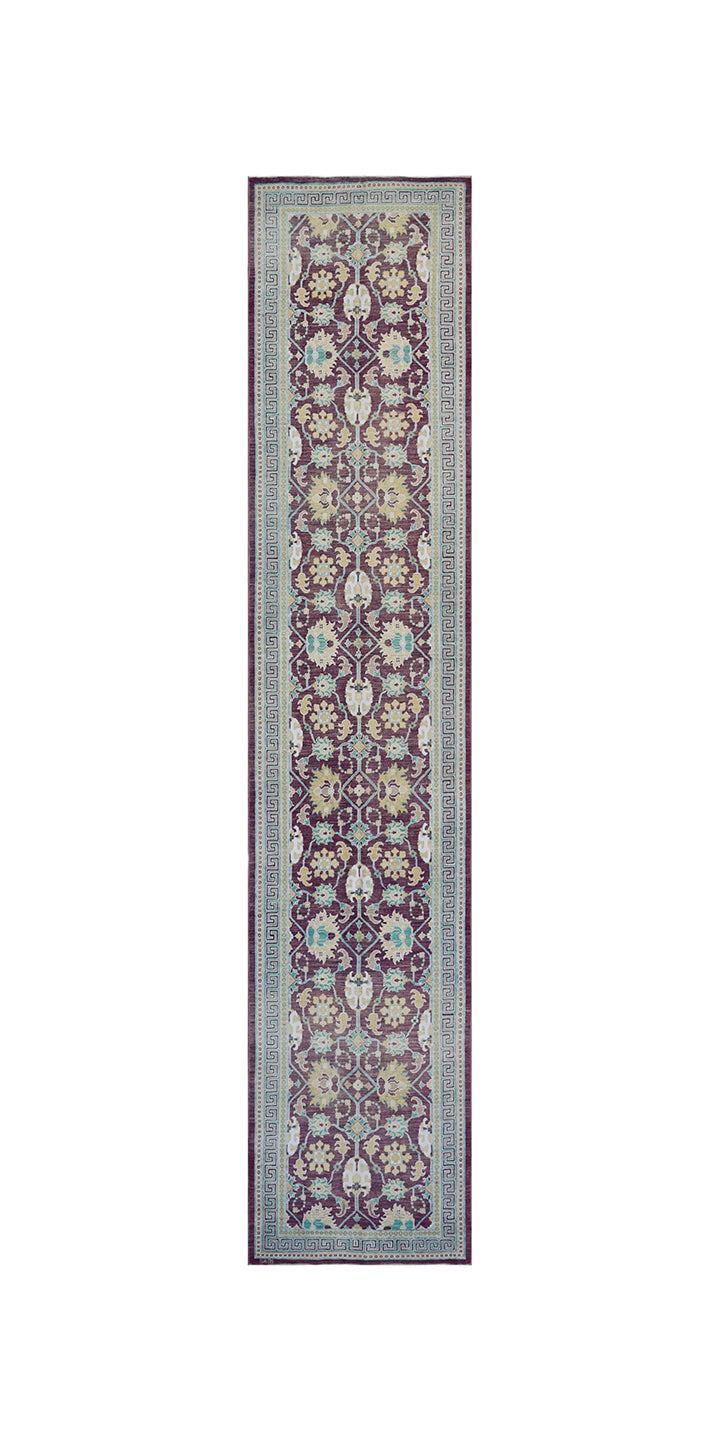 3’x15’ Ariana Traditional Wool Runner Rug – Purple, Yellow & Beige