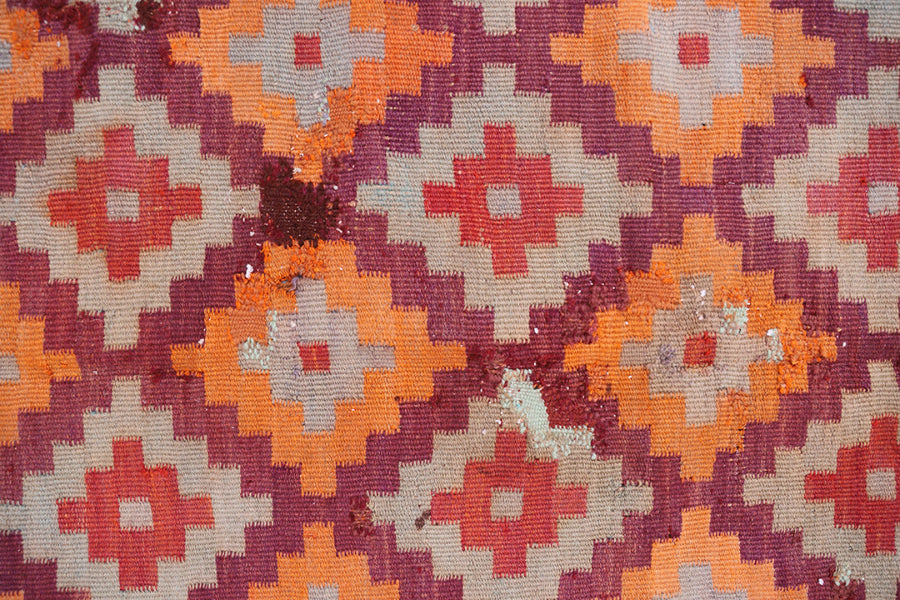7'x12' Vintage Tribal Kilim | Geometric Flatweave Kilim Rug