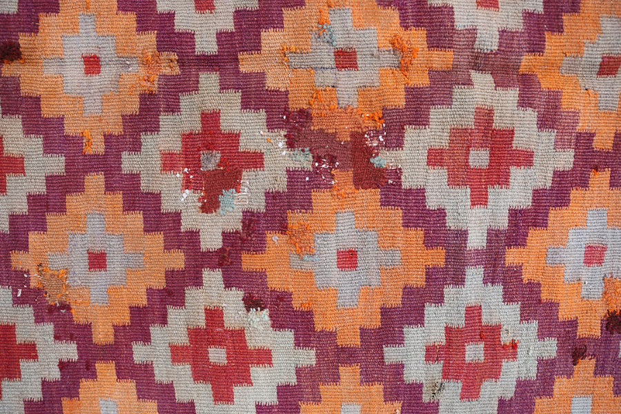 7'x12' Vintage Tribal Kilim | Geometric Flatweave Kilim Rug