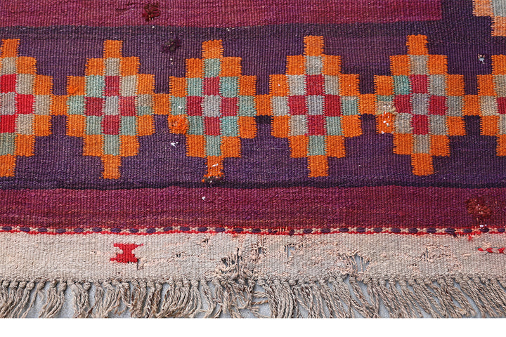7'x12' Vintage Tribal Kilim | Geometric Flatweave Kilim Rug