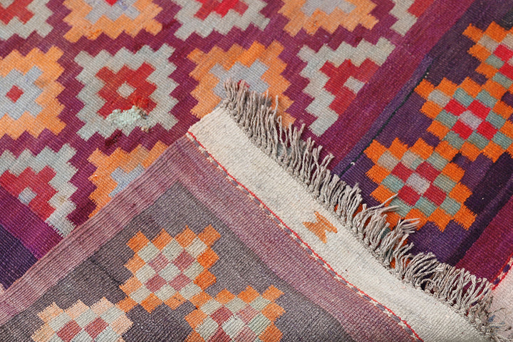 7'x12' Vintage Tribal Kilim | Geometric Flatweave Kilim Rug