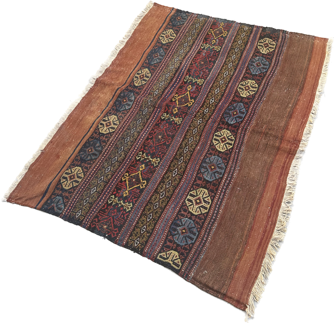 4'x5' Vintage Persian Woven Bag-Face Tribal Rug