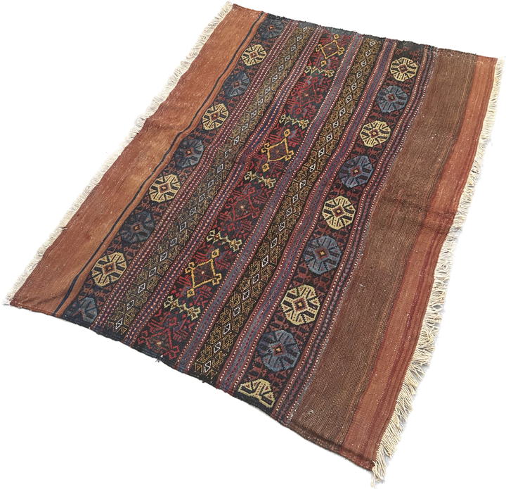 4'x5' Vintage Persian Woven Bag-Face Tribal Rug