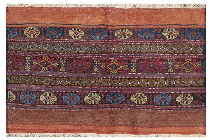 4'x5' Vintage Persian Woven Bag-Face Tribal Rug