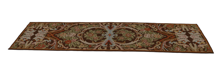 3'x13' Wool Runner Rug | Floral & Contemporary Kilim Runner Rug