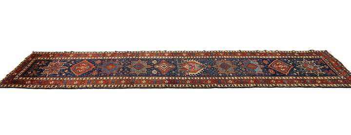 3'x16' Antique North-West Persian Runner Rug | Geometric Design