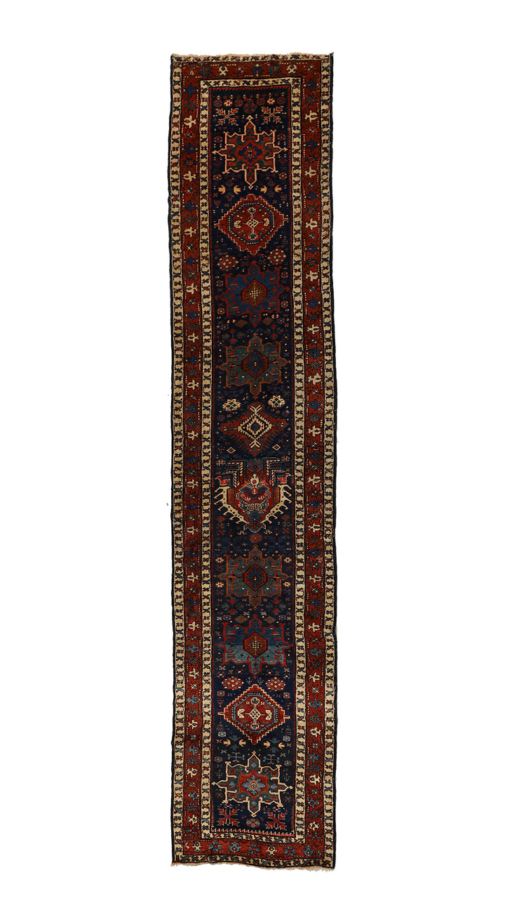 3'x16' Antique North-West Persian Runner Rug | Geometric Design