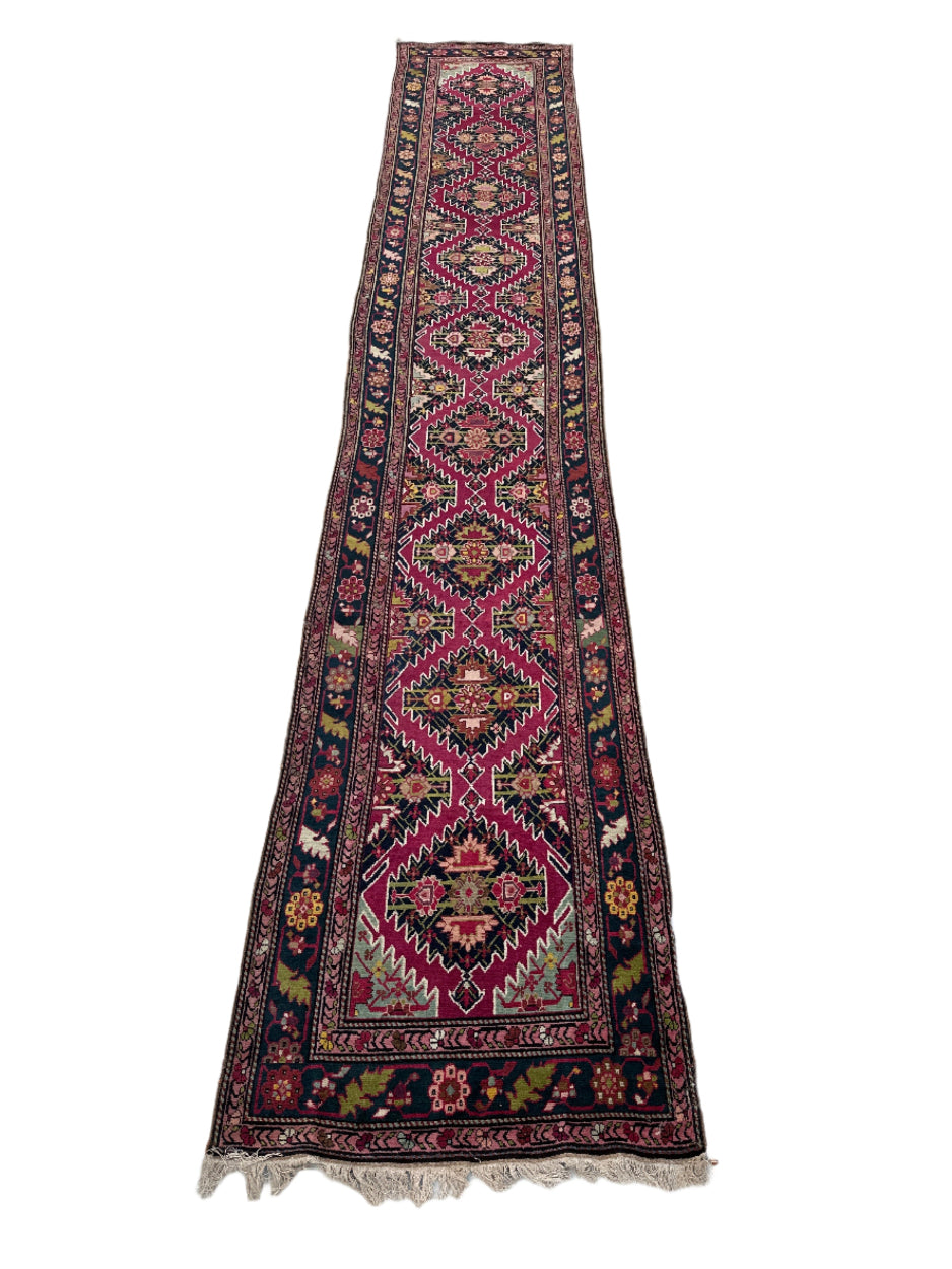 3'x19' Long Runner Rug | Antique Caucasian Runner Rug