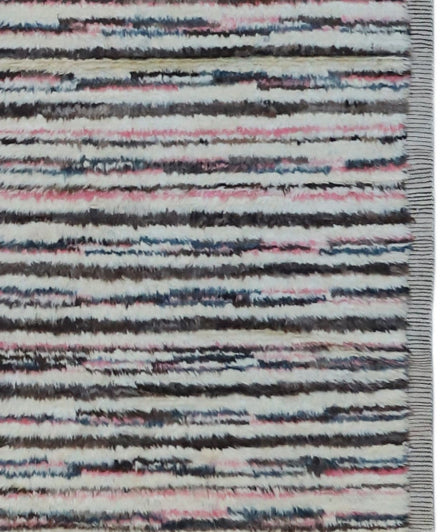 3'x20' Wool Runner | Moroccan Style | Shaggy Striped Runner Rug