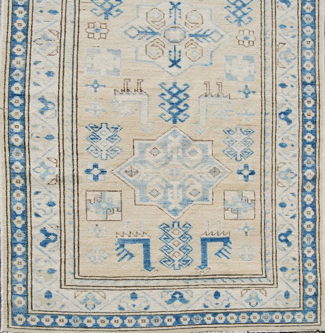 3'x38' Afghan Hand-Knotted Rug | Earth Tones Geometric Runner