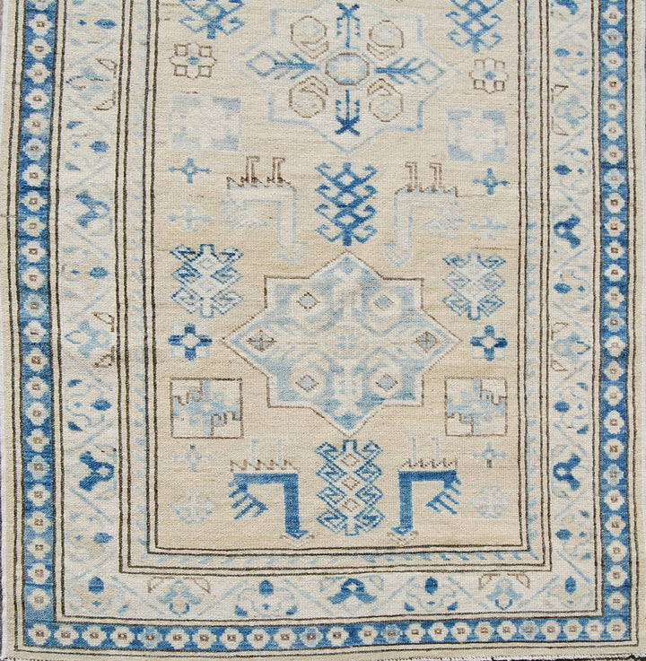 3'x38' Afghan Hand-Knotted Rug | Earth Tones Geometric Runner