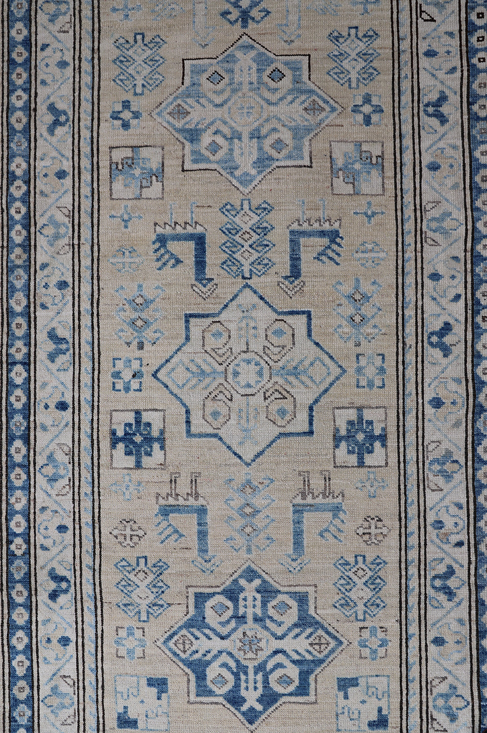 3'x38' Afghan Hand-Knotted Rug | Earth Tones Geometric Runner
