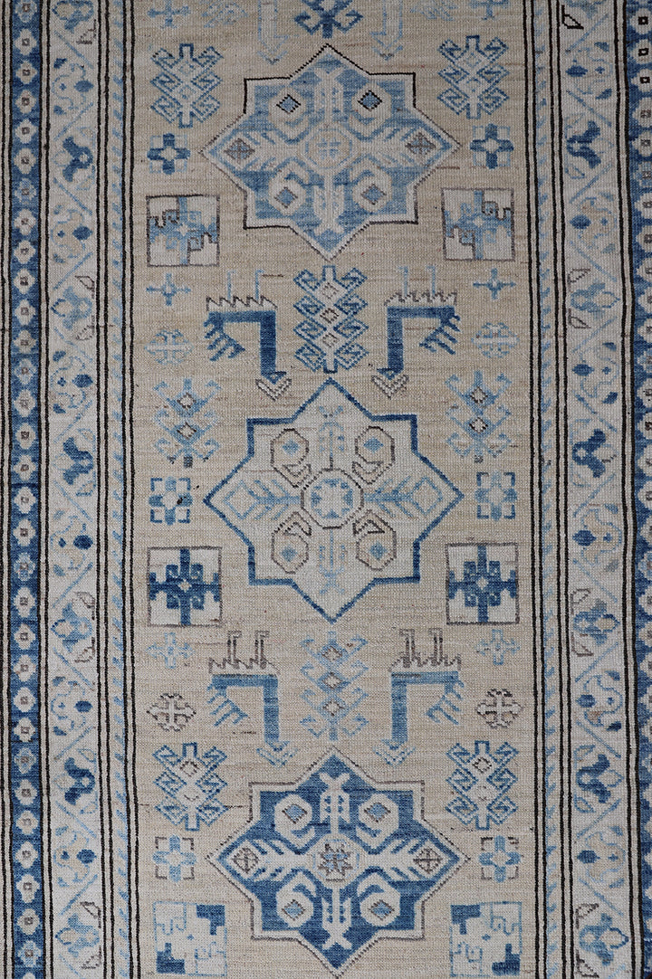 3'x38' Afghan Hand-Knotted Rug | Earth Tones Geometric Runner