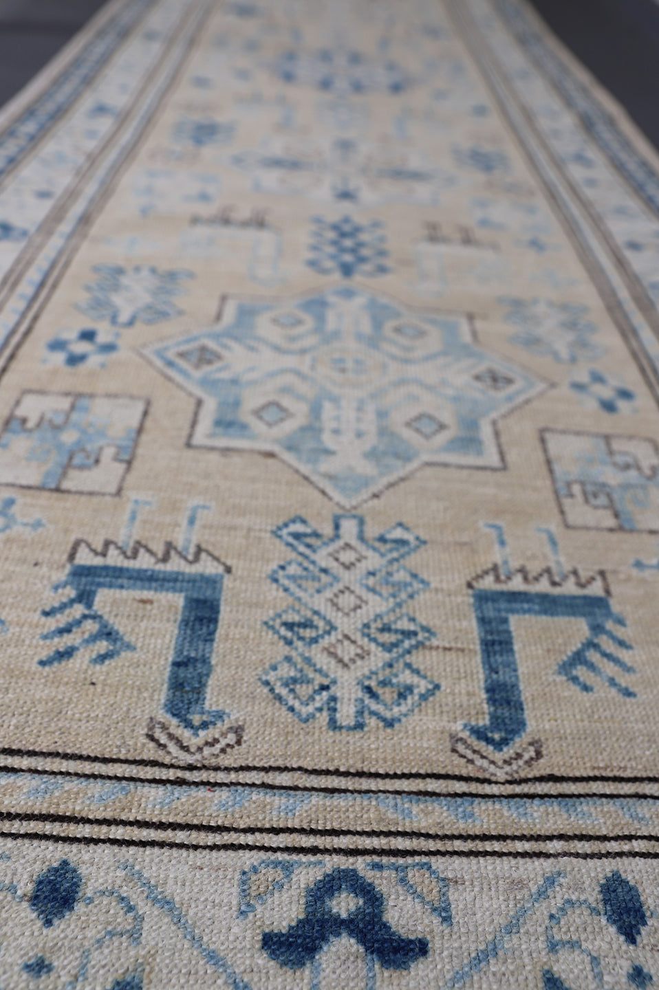 3'x38' Afghan Hand-Knotted Rug | Earth Tones Geometric Runner