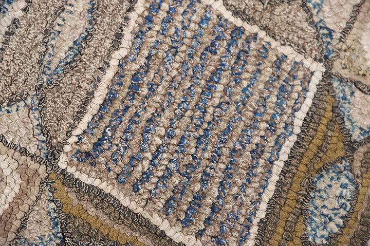 3'x4' Vintage American Hooked Area Rug | Geometric Area Rug