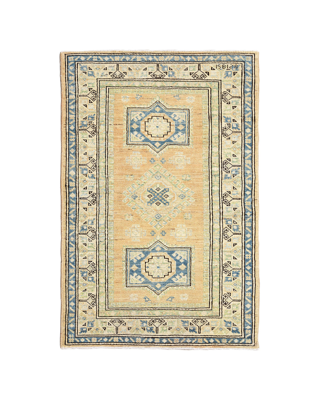 3x4 Ariana Hazara Collection Small Geometric Caucasian Design Hand Knotted Low Pile Rug 2ft 7in x 3ft 11in