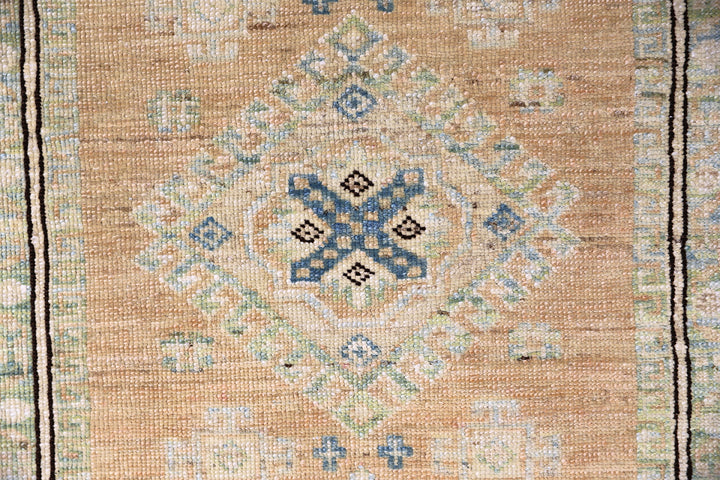 3x4 Ariana Hazara Collection Small Geometric Caucasian Design Hand Knotted Low Pile Rug 2ft 7in x 3ft 11in
