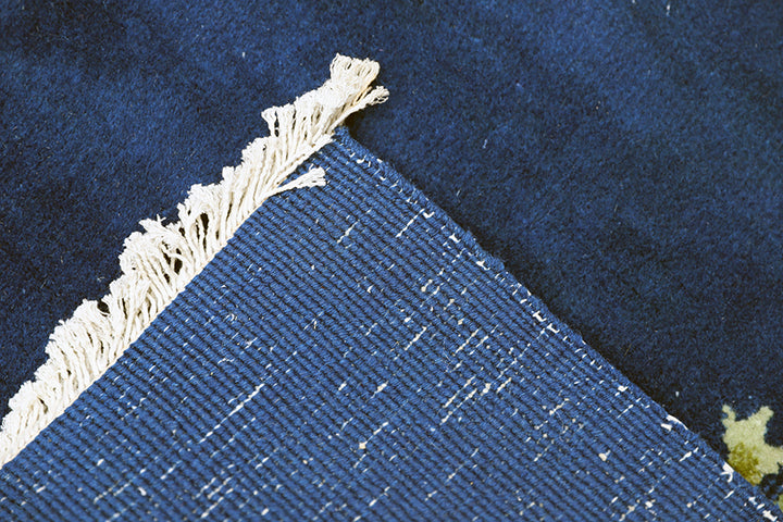 3'x4' Vintage Royal Blue Art Deco Rug | Hand-Knotted | Floral Luxury