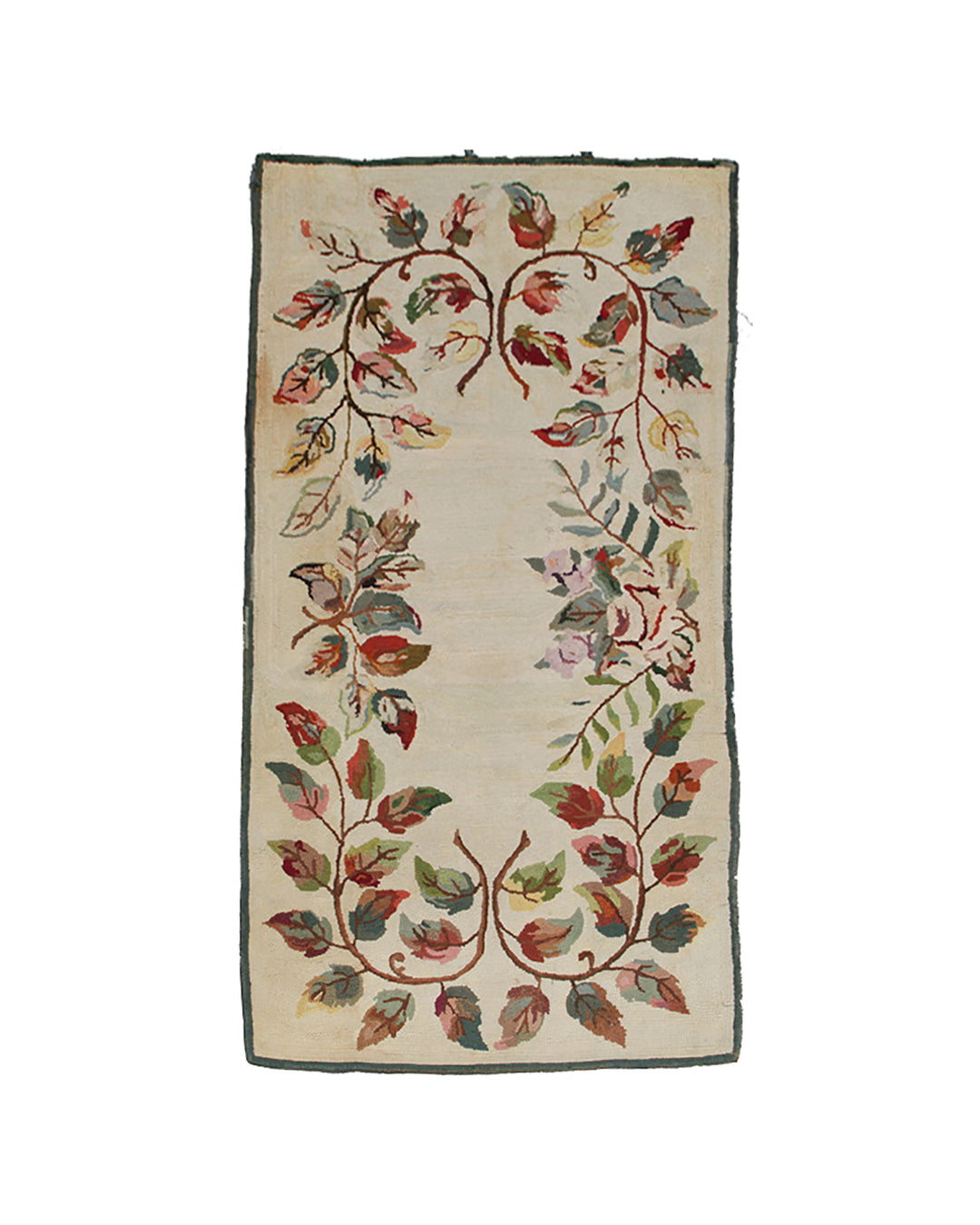 3'x5' Antique American Hook Rug | Floral Design Rug