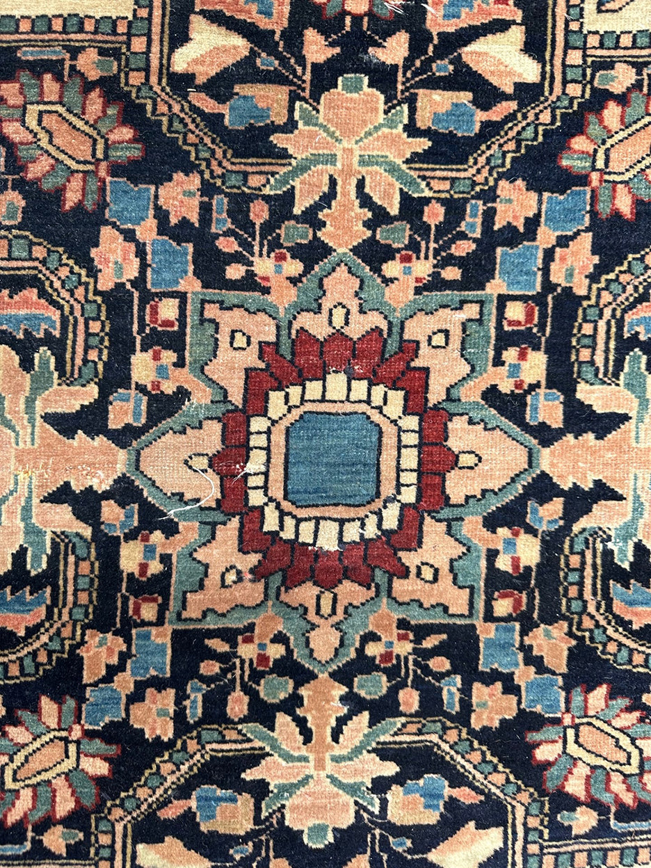 Unique 3x5 antique Persian Farahan rug with ivory background and central medallion from a trusted dealer with over 45 years of experience.