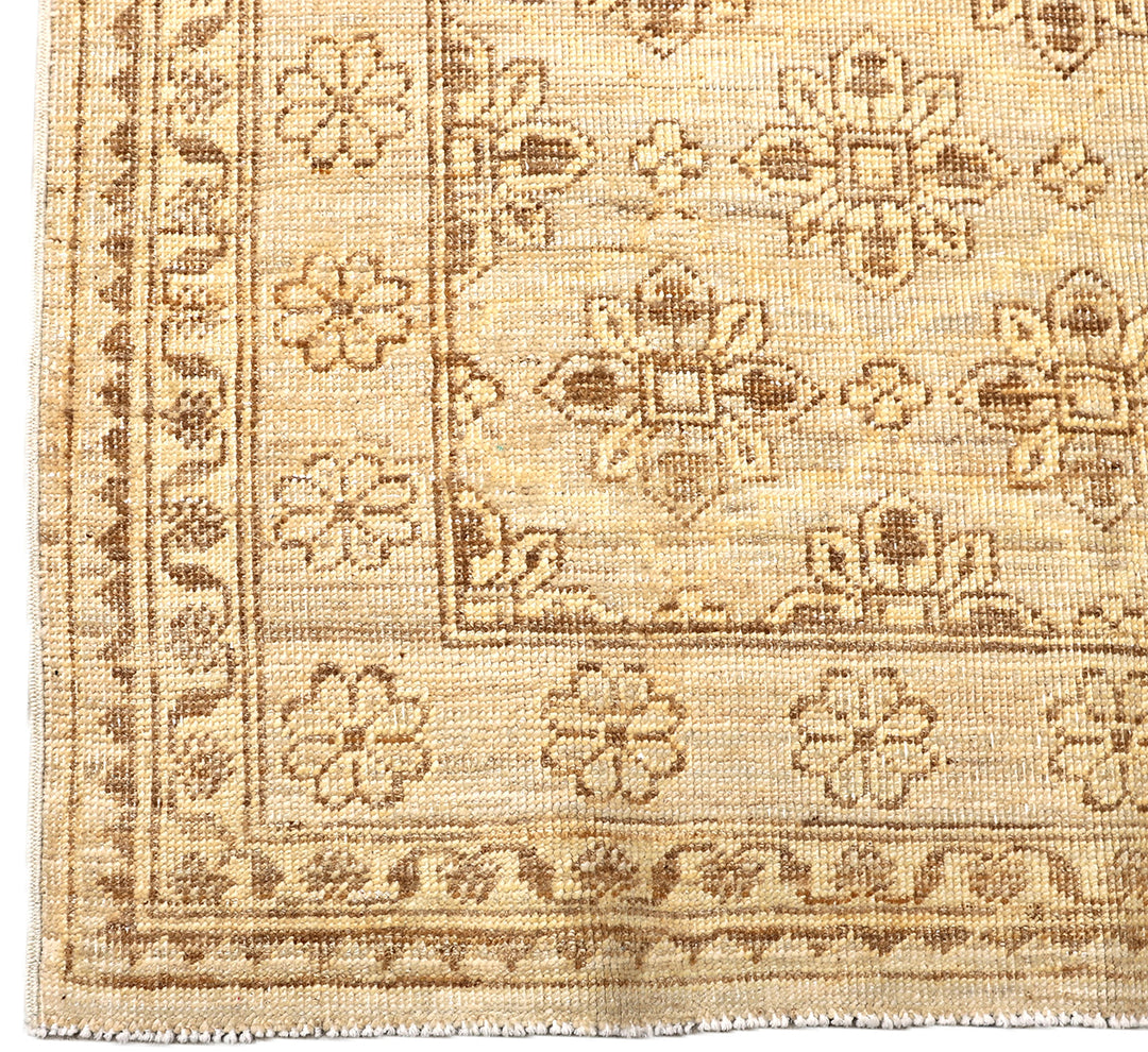 3x5 Small Ariana Samarkand Collection Soft Honey Brown Semi Geometric Floral Hand Knotted Thin Area Rug 3ft 1in x 4ft 8in